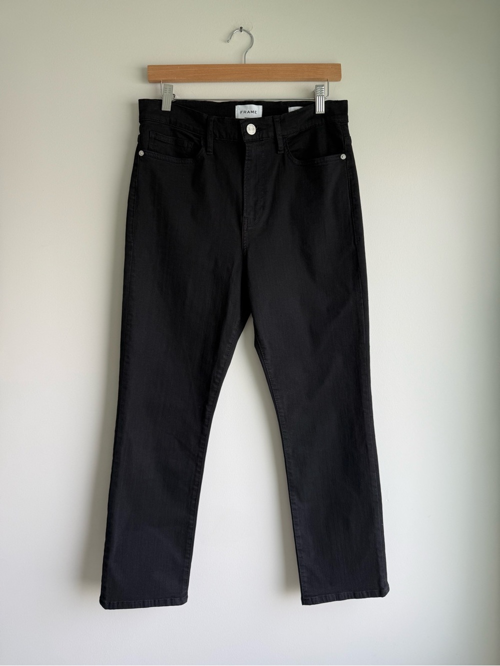 FRAME Le High Straight Film Noir Black High Rise Jeans Size 30